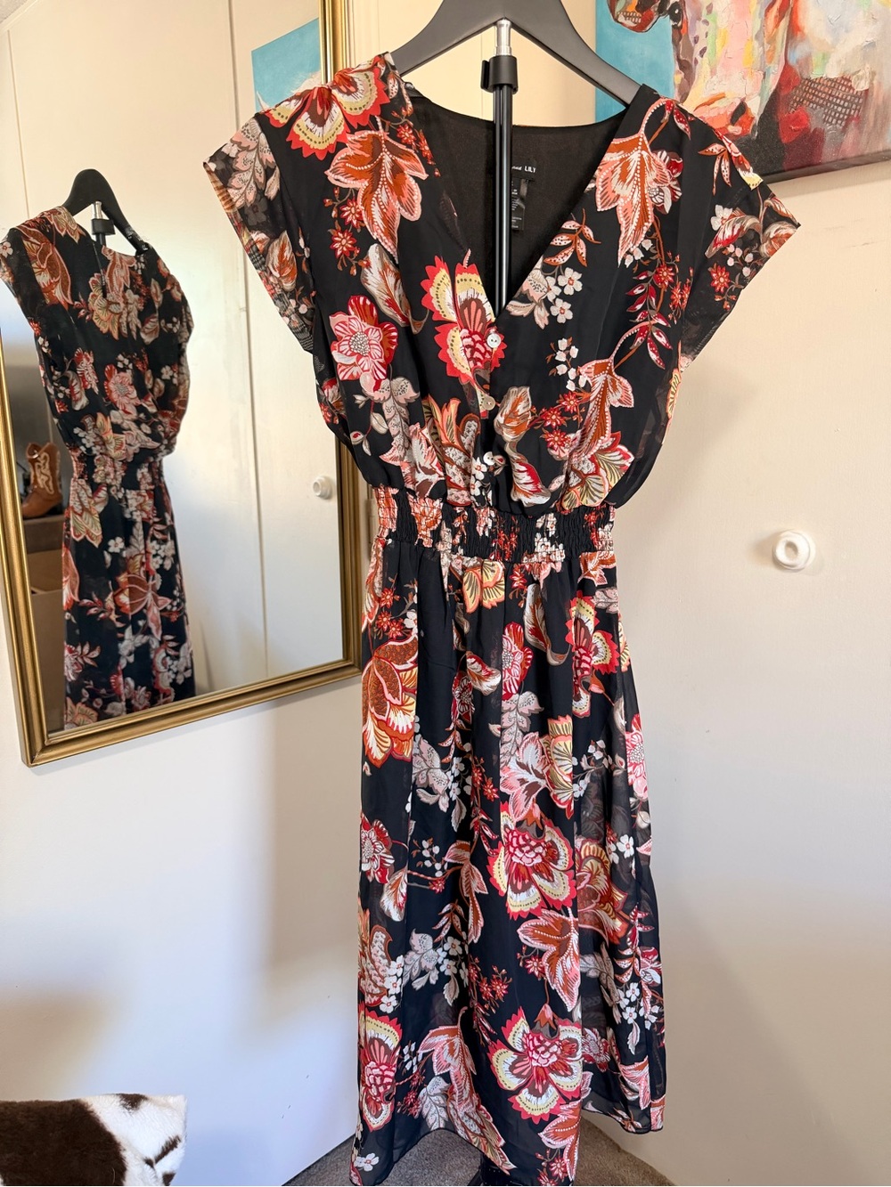Kate & Lily Black Floral Maxi Dress – Size 4
